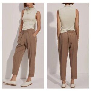 Varley Oakland Turn-Up Taper Pant Elastic Waist Tan Joggers